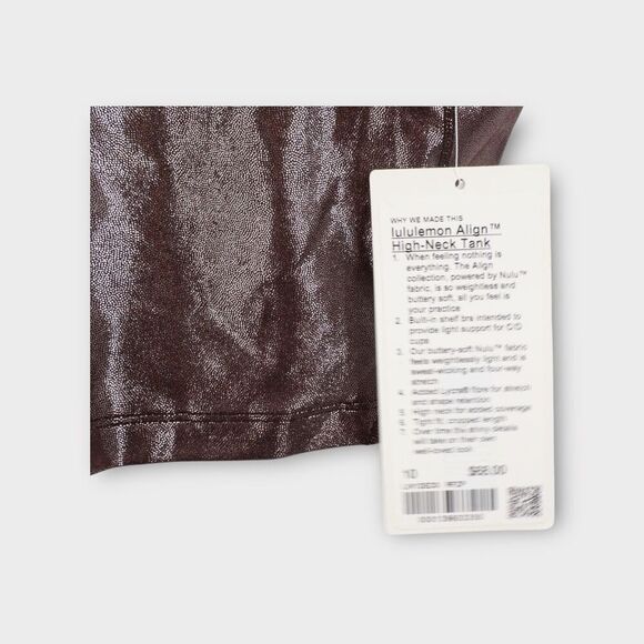 Lululemon Align High Neck Tank Radiate Foil Print French Press Brown Size 10 NWT - Picture 2 of 8